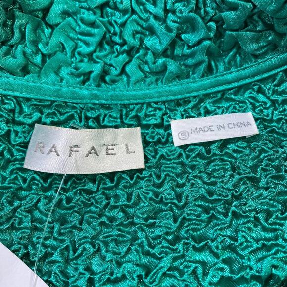 Rafael Women's Scrunch Shirt Small Green Polyester Long Sleeve Button-Up - Picture 5 of 7